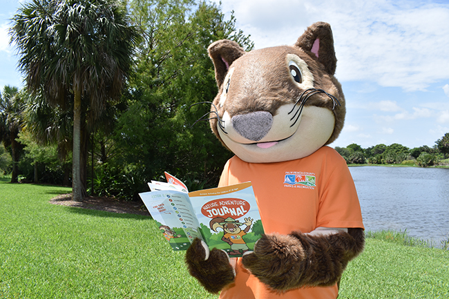 department mascot oakly with nature adventure journal